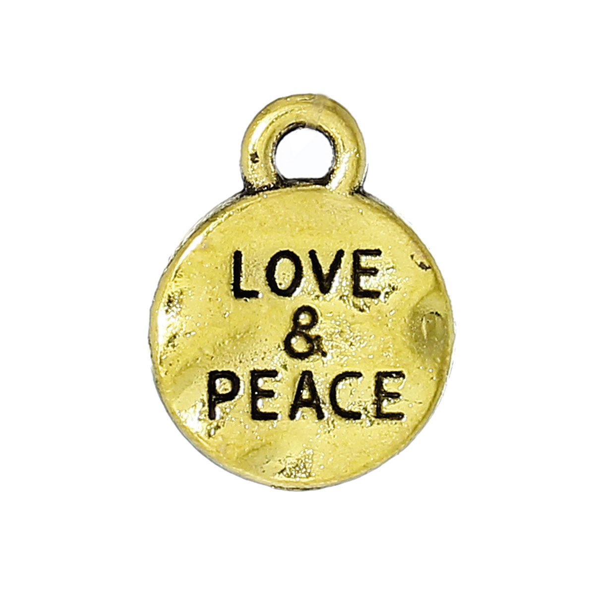 Peace & Love-berlock 13 mm guldfärgad 6 st - 2