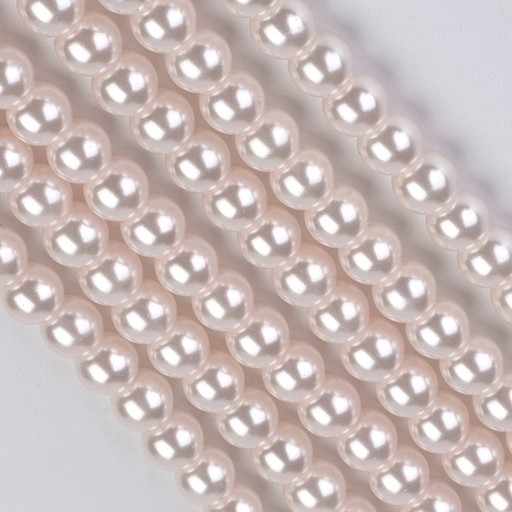 Glasvax 6mm puderrosa på sträng