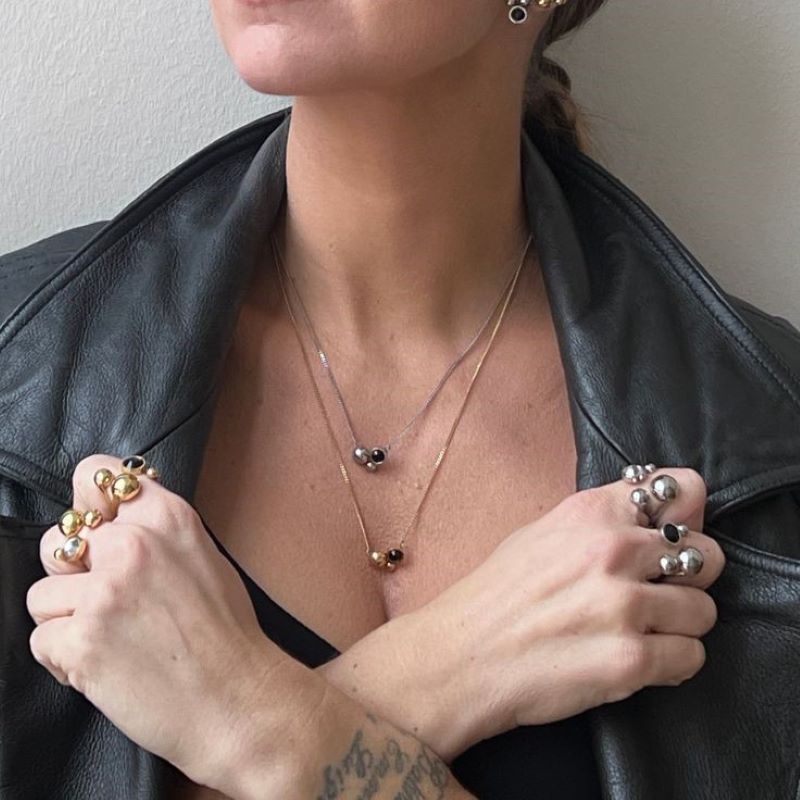 SIGRÉN Solar Golden halsband crystal black