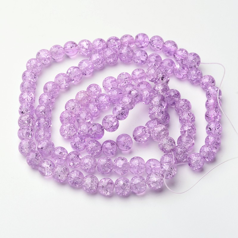 Krackad ljuslila glaspärlor 8 mm – 100 st 