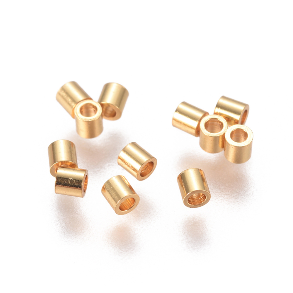 Pärla pelarformad 2×2 mm -rostfritt stål guld 30 st - 2
