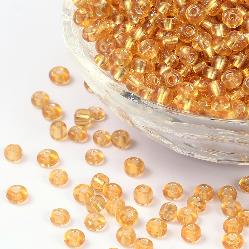 Seedbeads 6/0 guld silverfoil