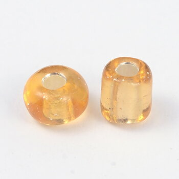 Seedbeads 6/0 guld silverfoil
