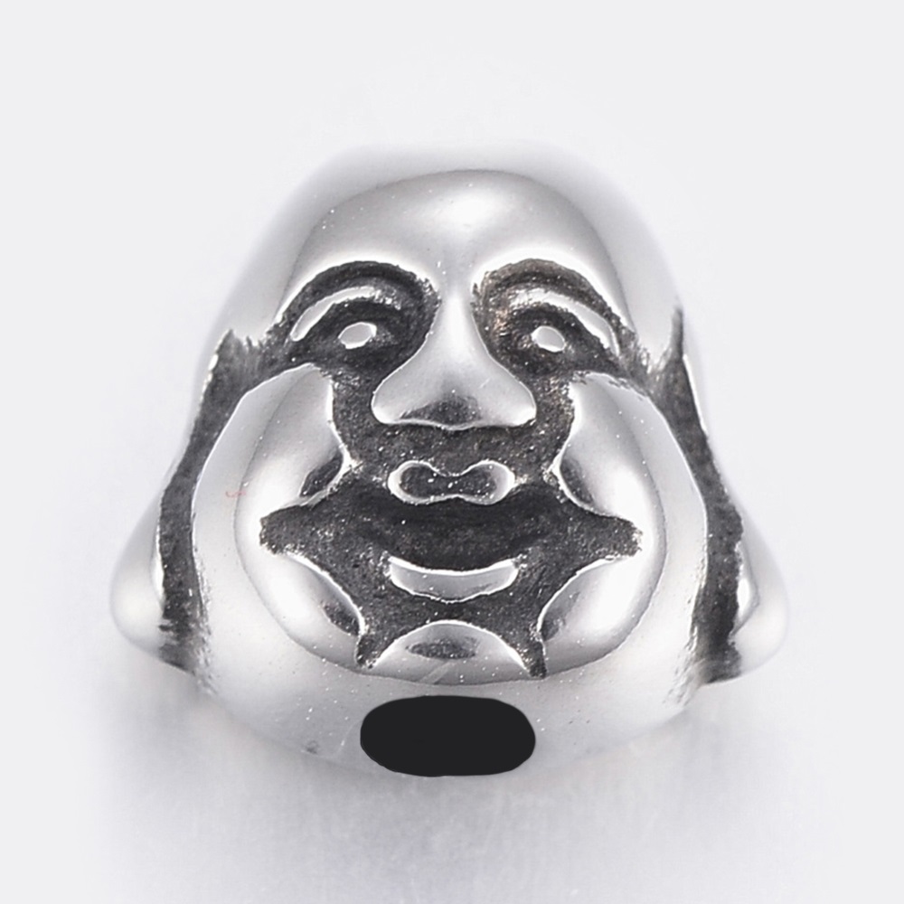 Metallpärla buddhahuvud 10 mm rostfritt stål