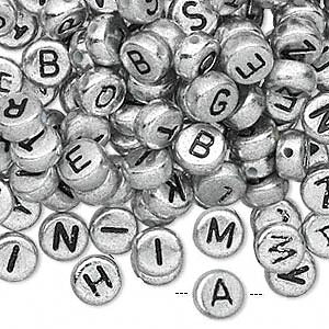 Bokstavspärlor silver 20-pack