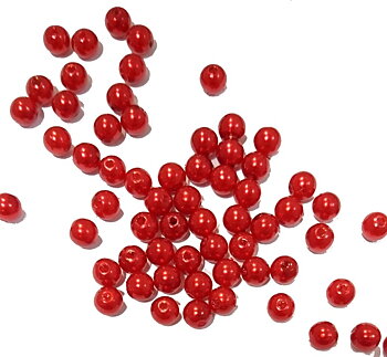 Akrylpärlor 6mm pärlimitation röda