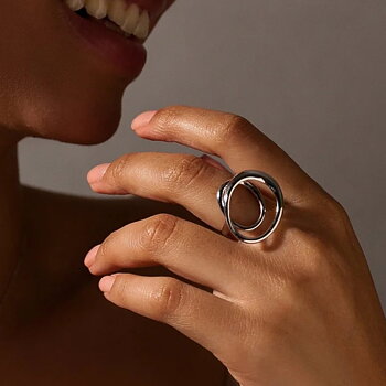 Lineargent Circle contour ring silver