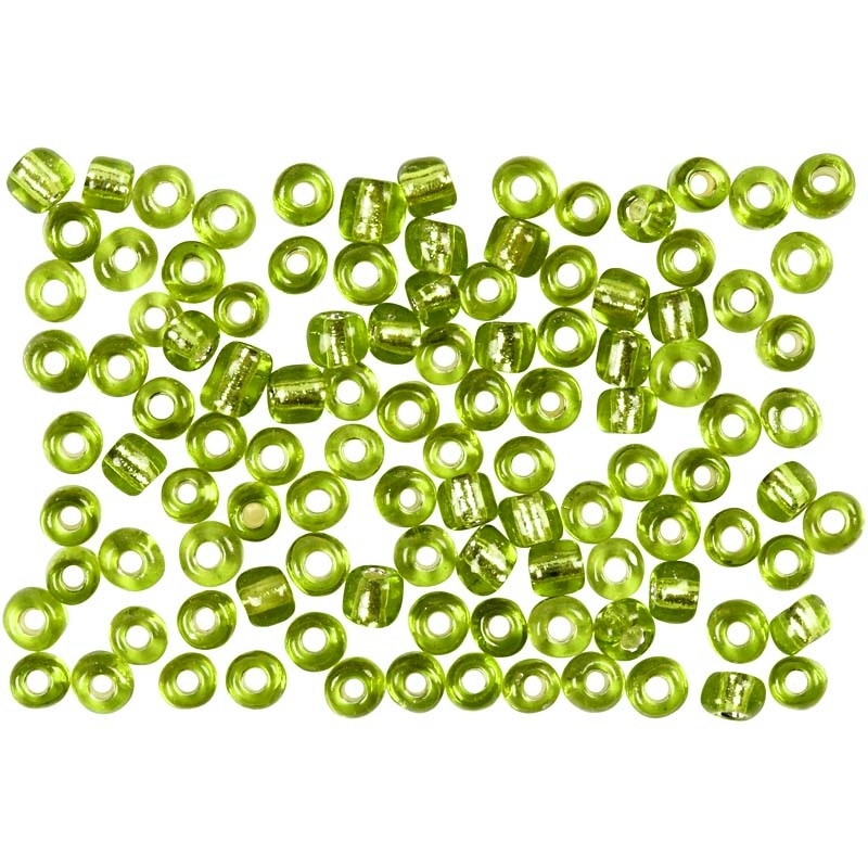 Seed beads 6/0 limegrön silverfoil