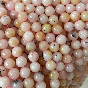 Pink opal 8 mm rund hel sträng