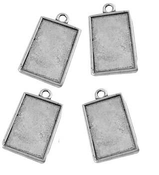 Cabochonfäste antiksilver 10st rektangel