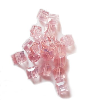 Kub facetterad 8mm rosa 20st