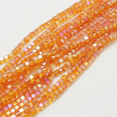 Kub facetterad 7mm orange 20st