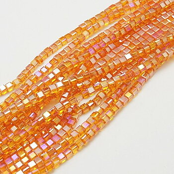 Kub facetterad 7mm orange 20st