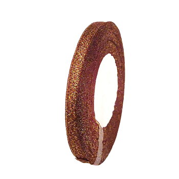 Organzaband 10mm mörkröd/guld hel rulle