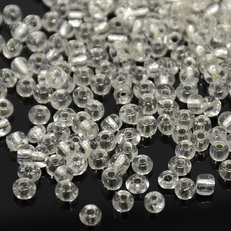 Seedbeads 6/0 klar silverfoil