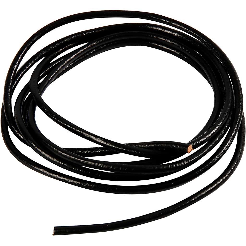 Runt läderband 3 mm – svart, 3 meter