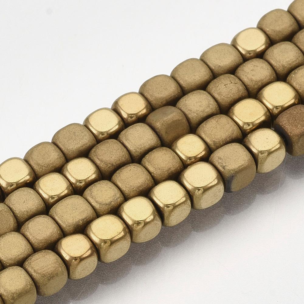 Hematit minikub matt/blank guld - 2