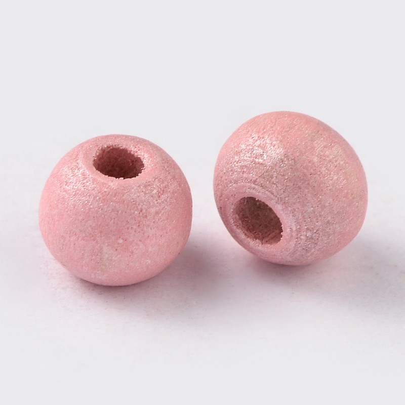 Träpärlor pastell rosa 200st - 2