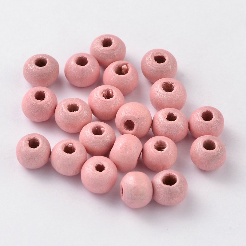 Träpärlor pastell rosa 200st