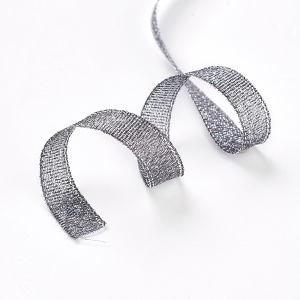 Organzaband 10mm svart/silver hel rulle - 2