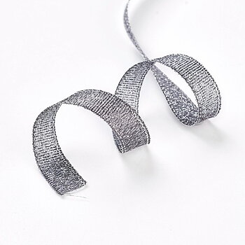 Organzaband 10mm svart/silver hel rulle