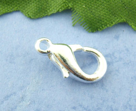 Lobsterlås ljus silverfärg 14 mm 10-pack