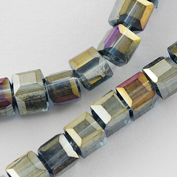 Kub facetterad 7mm metallic färgmix 20st