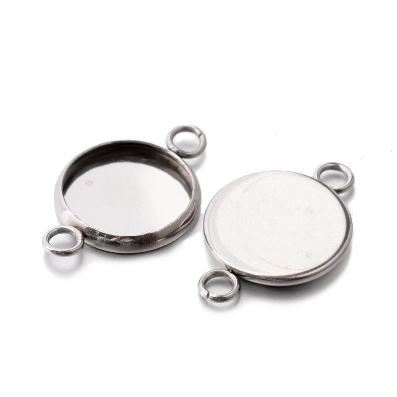 Cabochonfäste connector rostfritt stål 10 st 