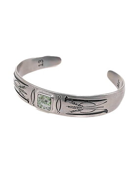 Jernhest - Heda Bangle - Vintage Silver - Bracelet with Swedish Marble
