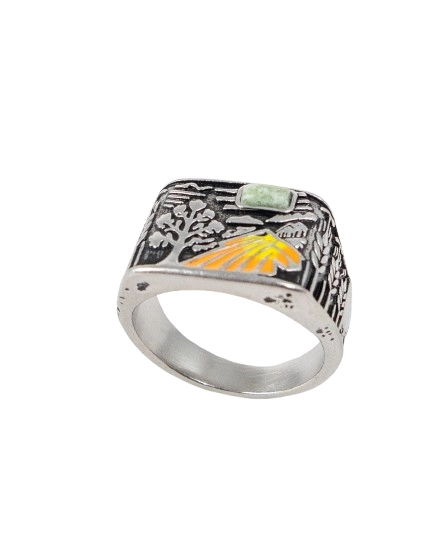 Jernhest - Slatta Ring with Swedish Marble and Enamel - Silver - 6