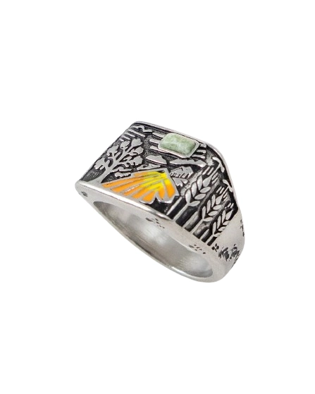Jernhest - Slatta Ring with Swedish Marble and Enamel - Silver - 7