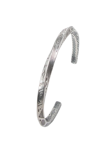 Jernhest - Tomb Armband - Skruvad Armlänk - Opolerad Silver - 7