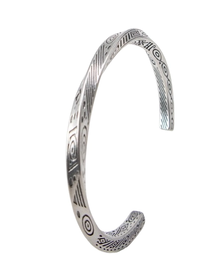 Jernhest - Tomb Armband - Skruvad Armlänk - Opolerad Silver - 6