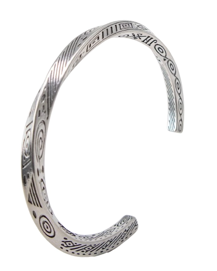 Jernhest - Tomb Armband - Skruvad Armlänk - Opolerad Silver - 8