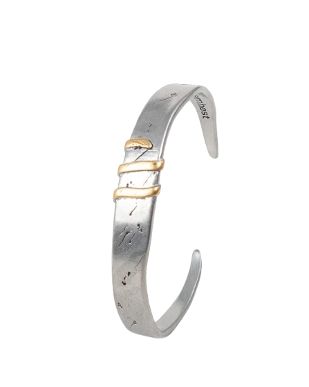 Jernhest - Flats Armband - Oxiderad Silver med Guld band - 6