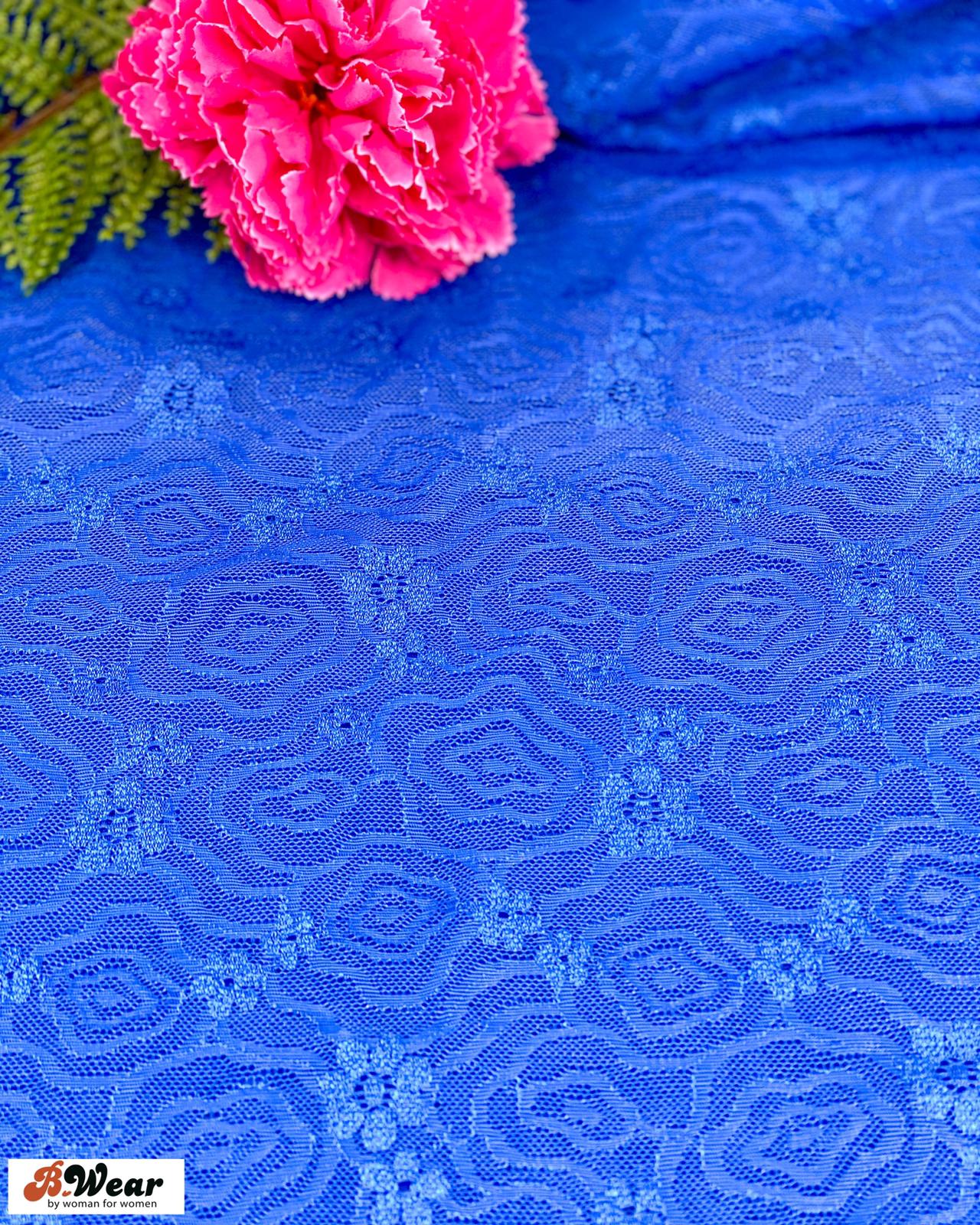 Blue Mesh lace with stretch  - full width - 2