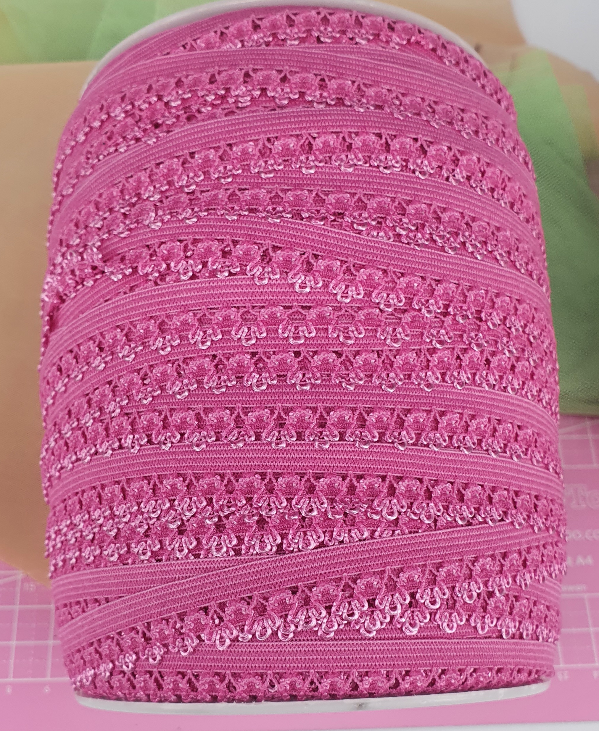 Dekorativ resår 12 mm - Fuchsia - 3