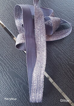 Fold Over Elastic Glitter 20 mm - Navyblue