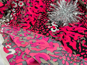 Black swimwear with colorful pattern