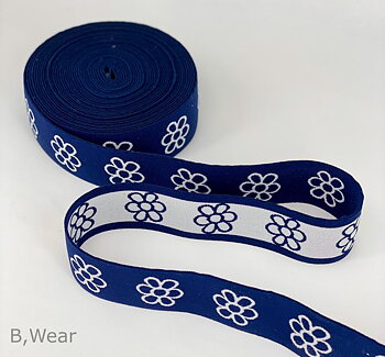 40 mm wide Navyblue with flowers