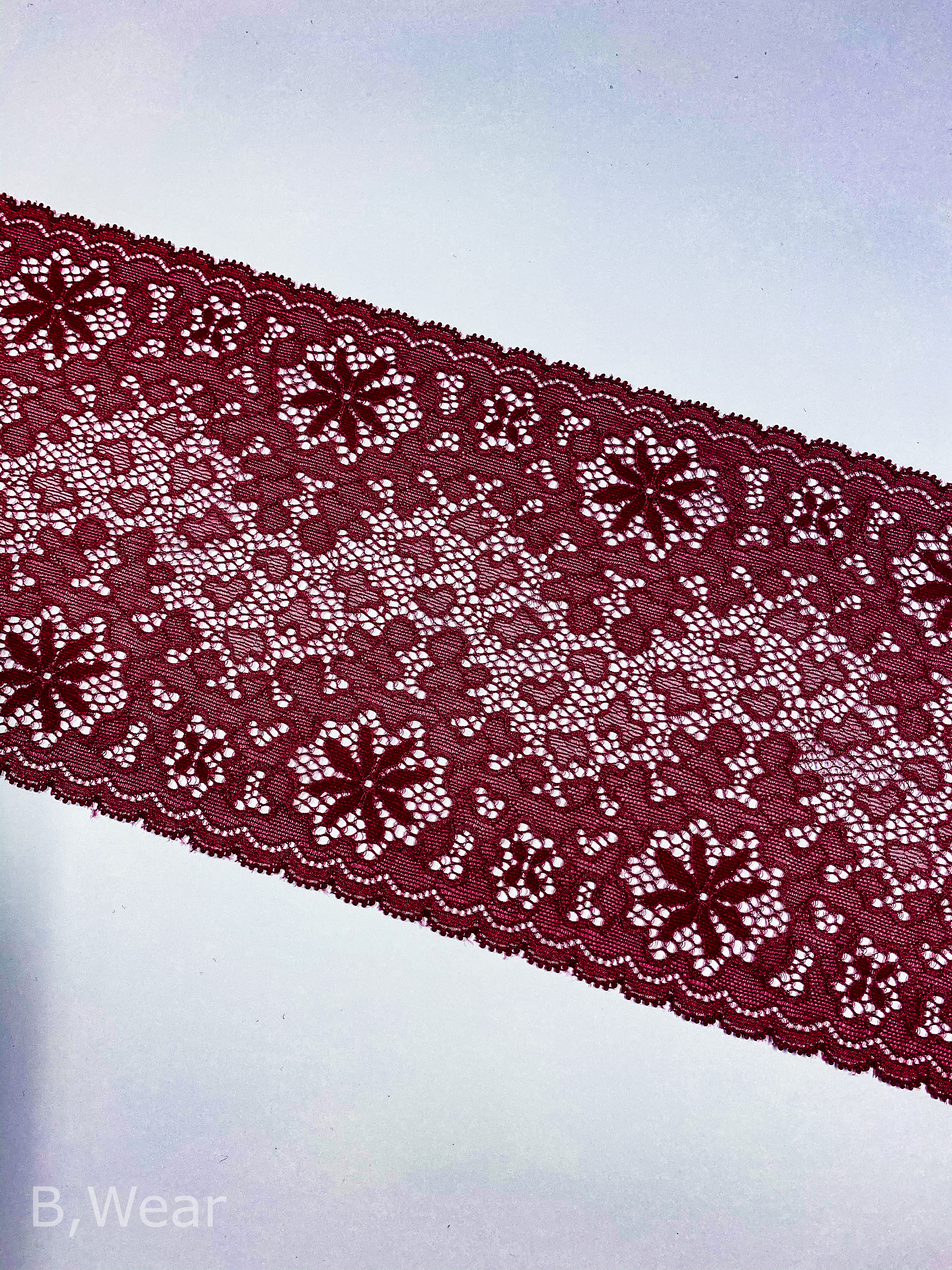 Plum colored stretch lace 16 cm