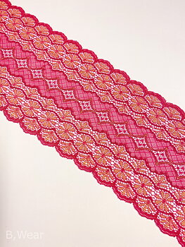 Fuchsia med beige stretch spets 16 cm 