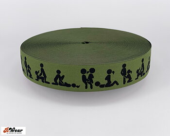 40 mm wide Kamsutra elastic in Armygreen & Black