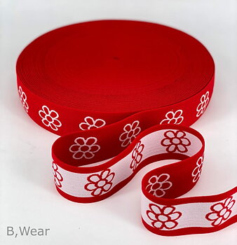 40 mm wide Red with flowers