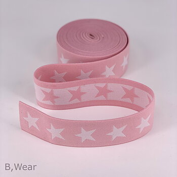 40 mm wide Lightpink elastic with stars