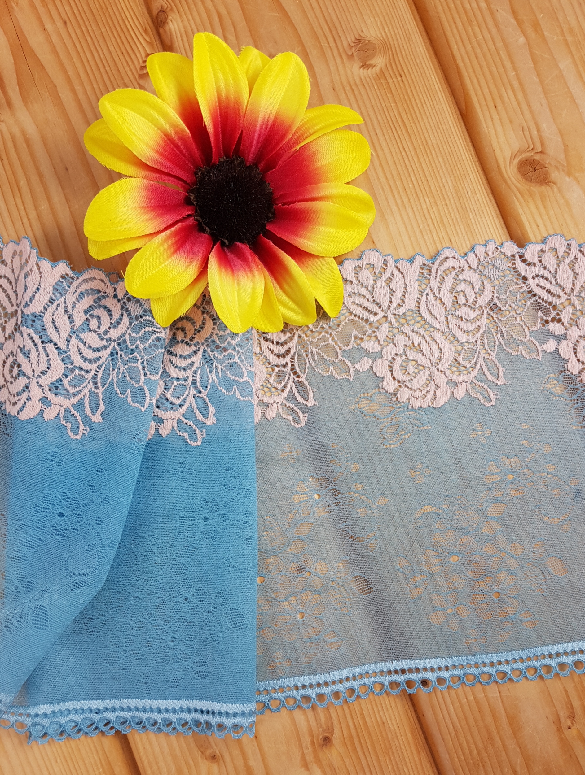 Lovely turquoise lace with ivory flowers