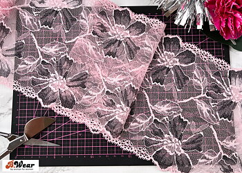 Lightpink with grey flowers in stretch 15 cm
