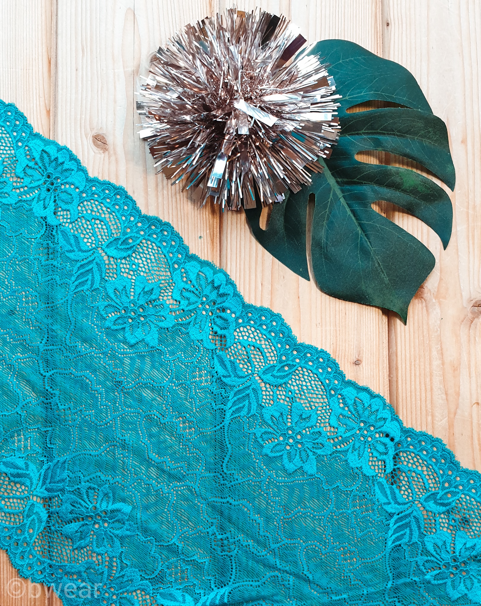 Stretch lace 23 cm - Petrolgreen