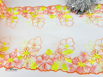 Beautiful non stretch lace in yellow & orange neon 27 cm