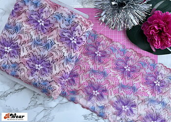 Lovely lace with white bottom colour & purple, pink, blue flowers